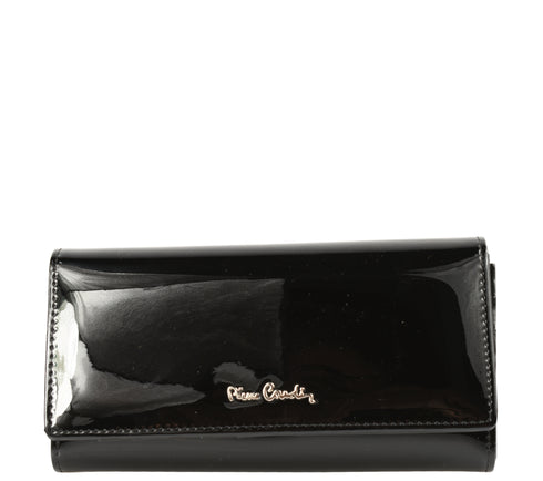 Portofel casual, dama, PIERRE CARDIN 100, negru, piele lacuita